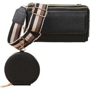 Women’s Faux Leather Crossbody Bag Small Wallet with Card Slots and Coin Purse